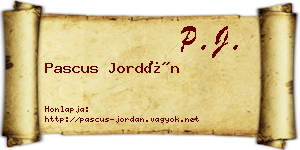 Pascus Jordán névjegykártya